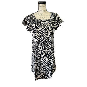 Nicole Miller Black White Linen Blend Dress Size Small
